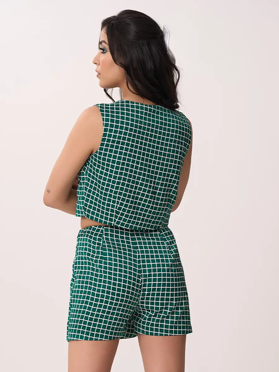Checked Skort Set Green