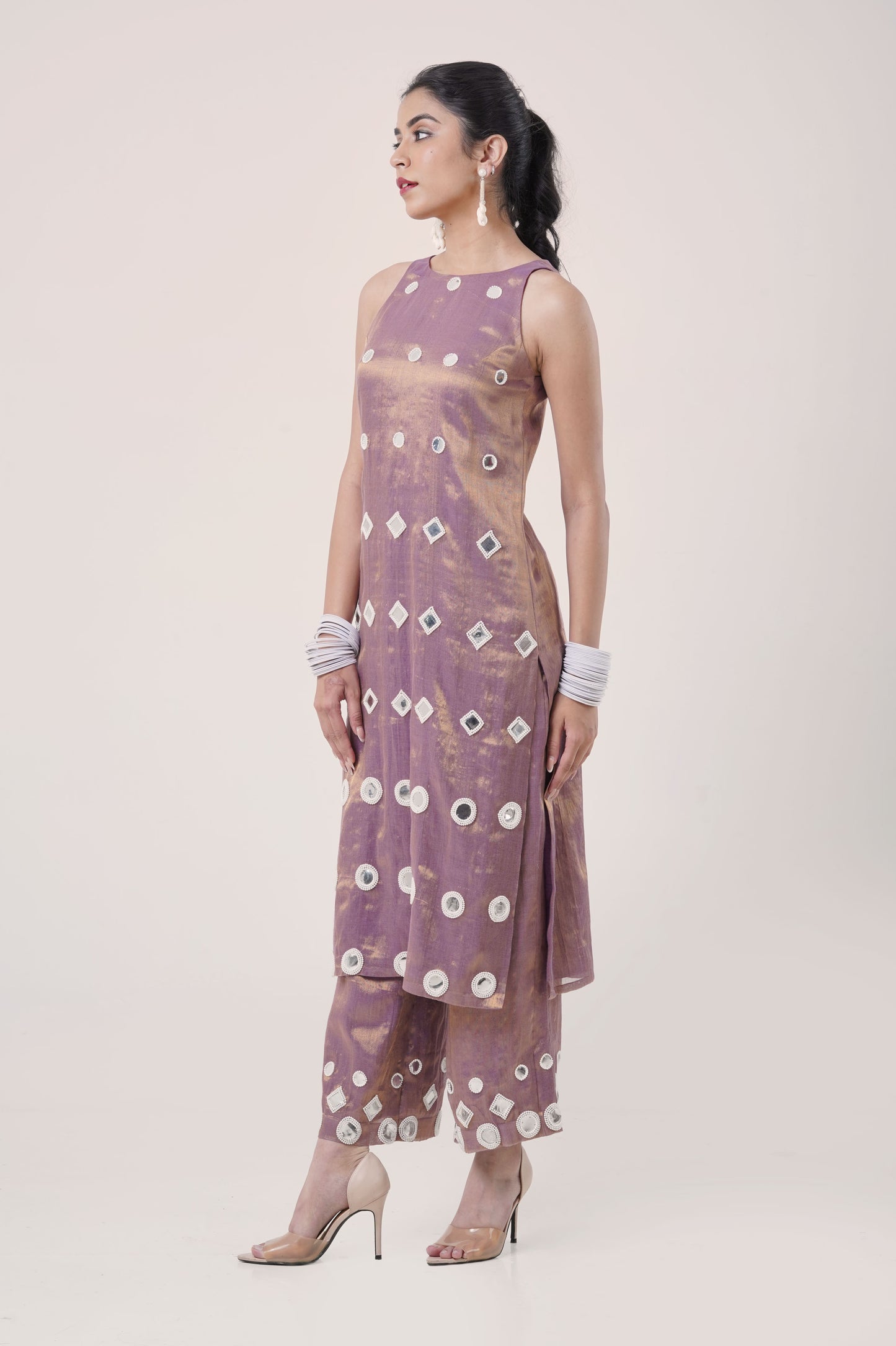 Mirrorwork Magic β Purple Kurta Set