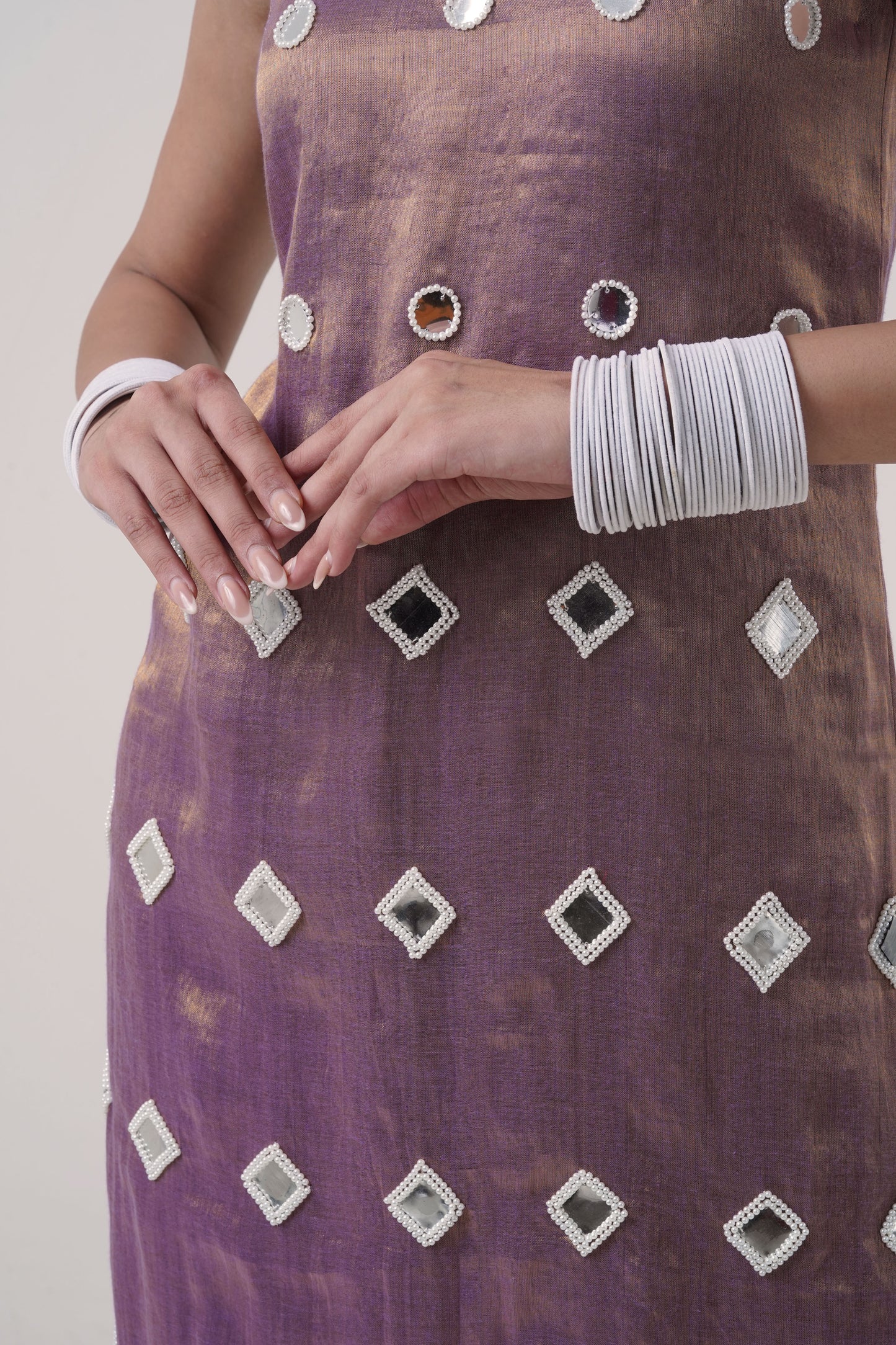 Mirrorwork Magic β Purple Kurta Set