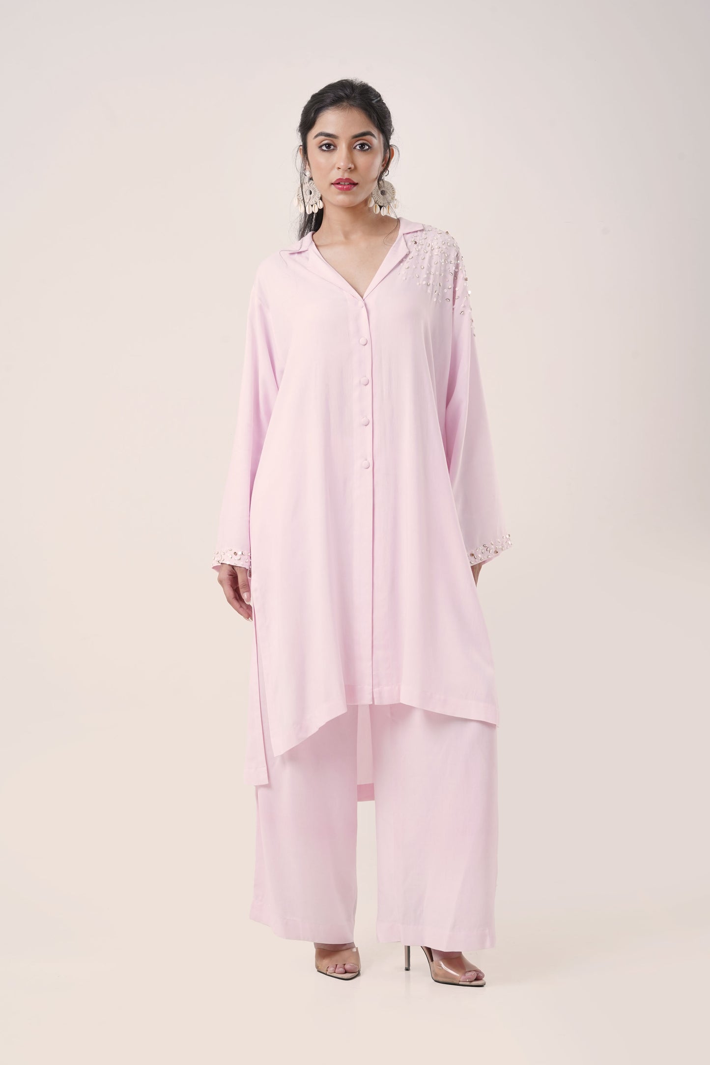 Blush Pink Hand-Embellished Co-ord Set