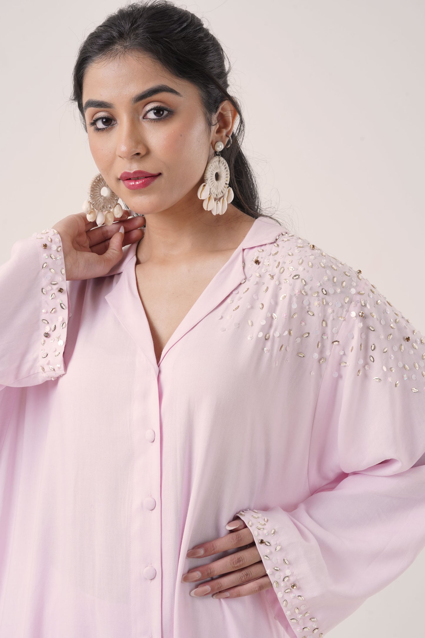 Blush Pink Hand-Embellished Co-ord Set