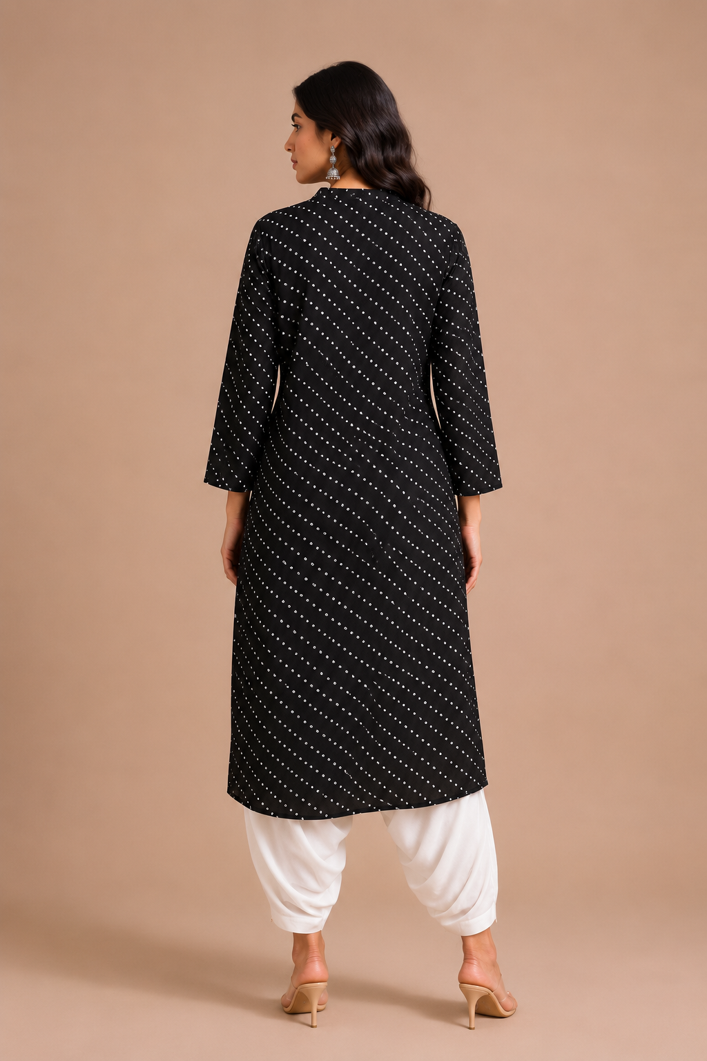 BLACK- DOT PRINT ANTI-FIT KURTA SET