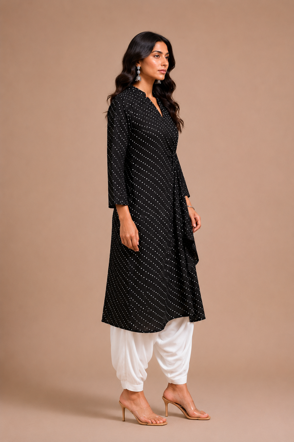 BLACK DOT PRINT ANTI-FIT KURTA SET