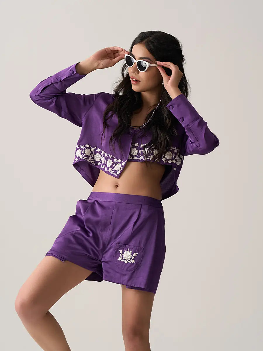 Plum Plum Embroidered Boxy Co-Ord Set