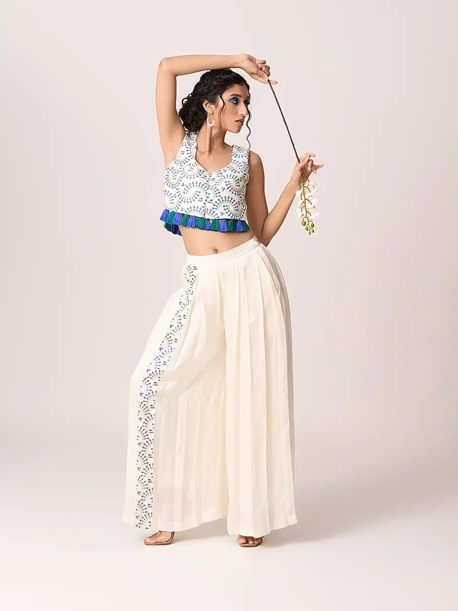 Warli Tassel Embroidered Top