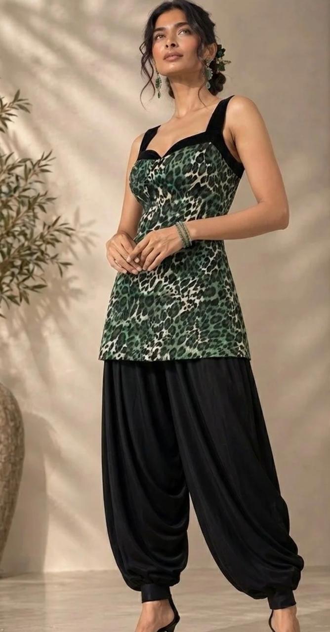 Women Animal Printed Regular Kurti with Dhoti Pants