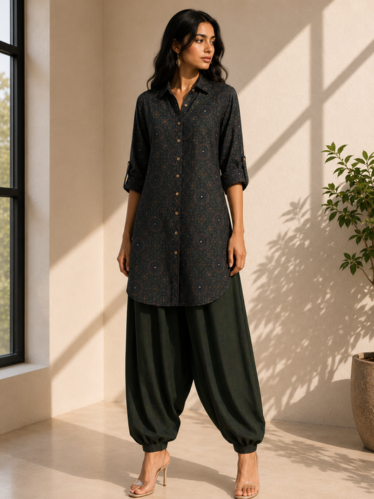 BUTTON-DOWN PATHANI CO-ORD SET