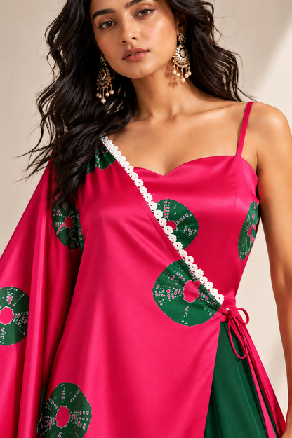 PINK AND GREEN OVERLAY CO-ORD SET