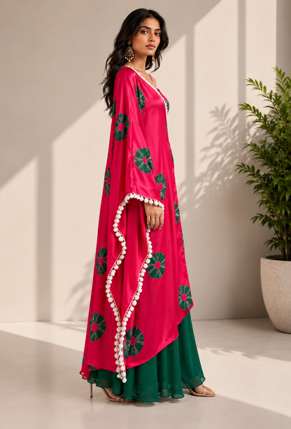 PINK AND GREEN OVERLAY CO-ORD SET