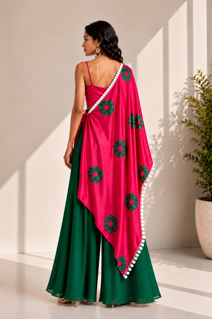 PINK AND GREEN OVERLAY CO-ORD SET