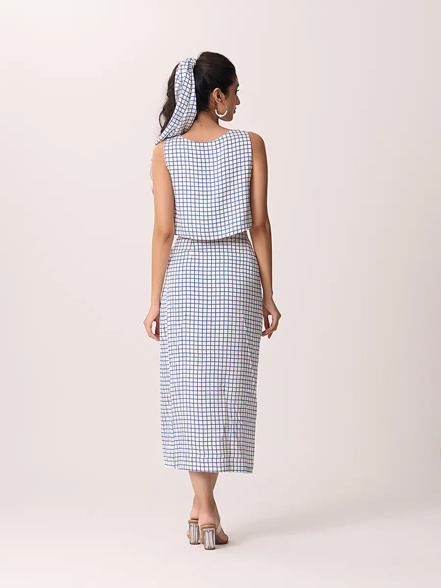 Boho High Slit Wrap Skirt Blue