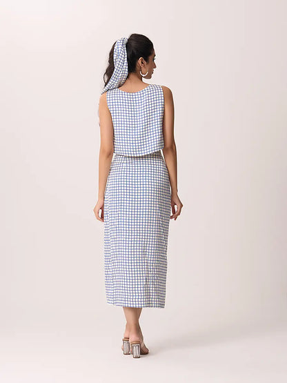 Boho High Slit Wrap Skirt Blue