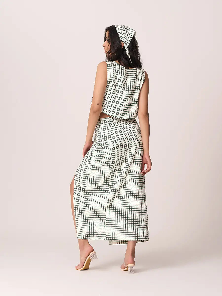 Boho High Slit Wrap Skirt Green