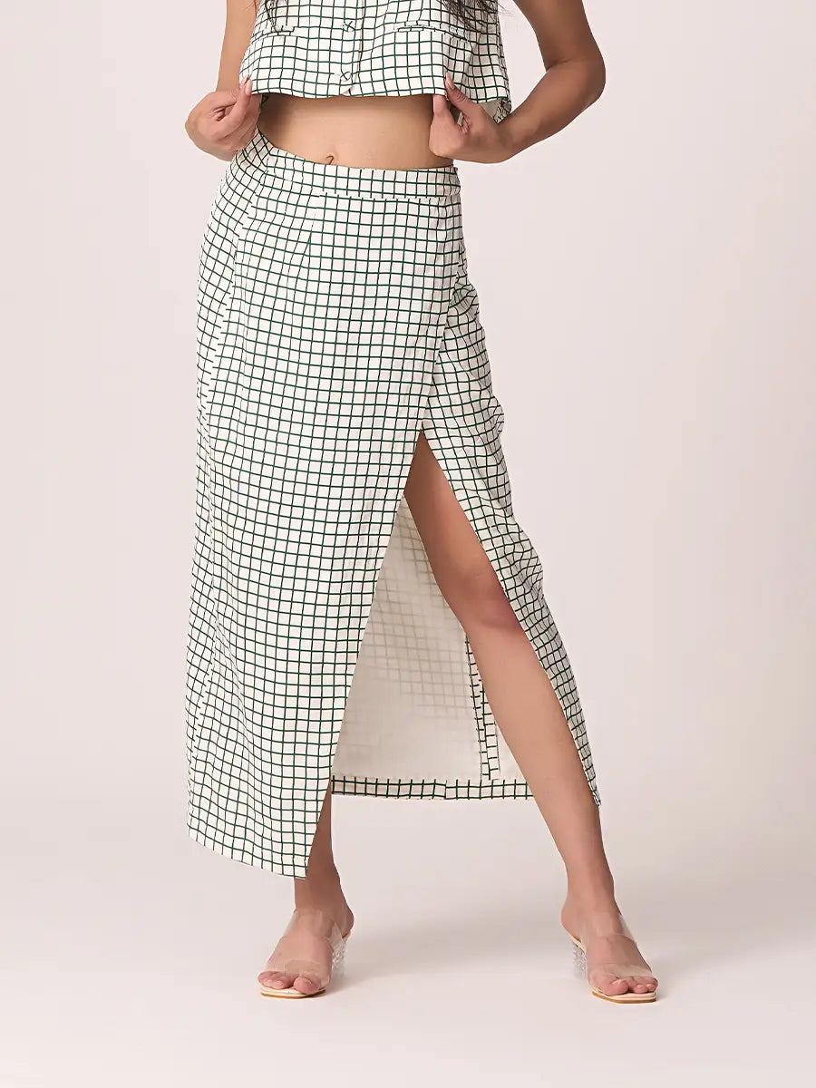 Boho High Slit Wrap Skirt Green