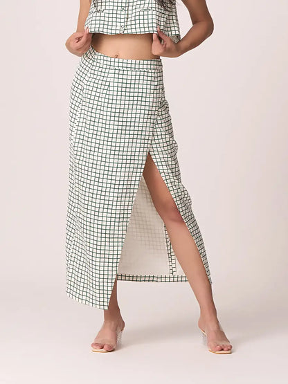 Boho High Slit Wrap Skirt Green