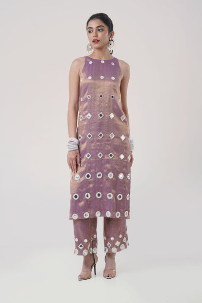 Mirrorwork Magic — Purple Kurta Set