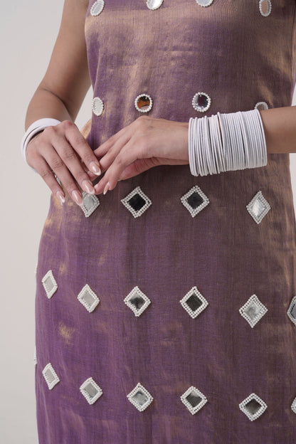 Mirrorwork Magic — Purple Kurta Set