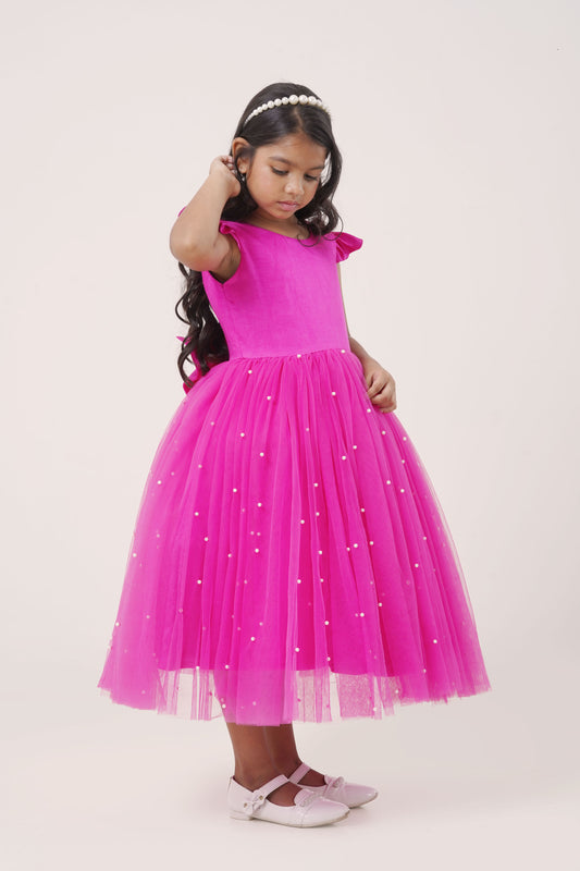 Fuchsia Pearl Bow Gown (5-7; 8-10; 11-12Years)