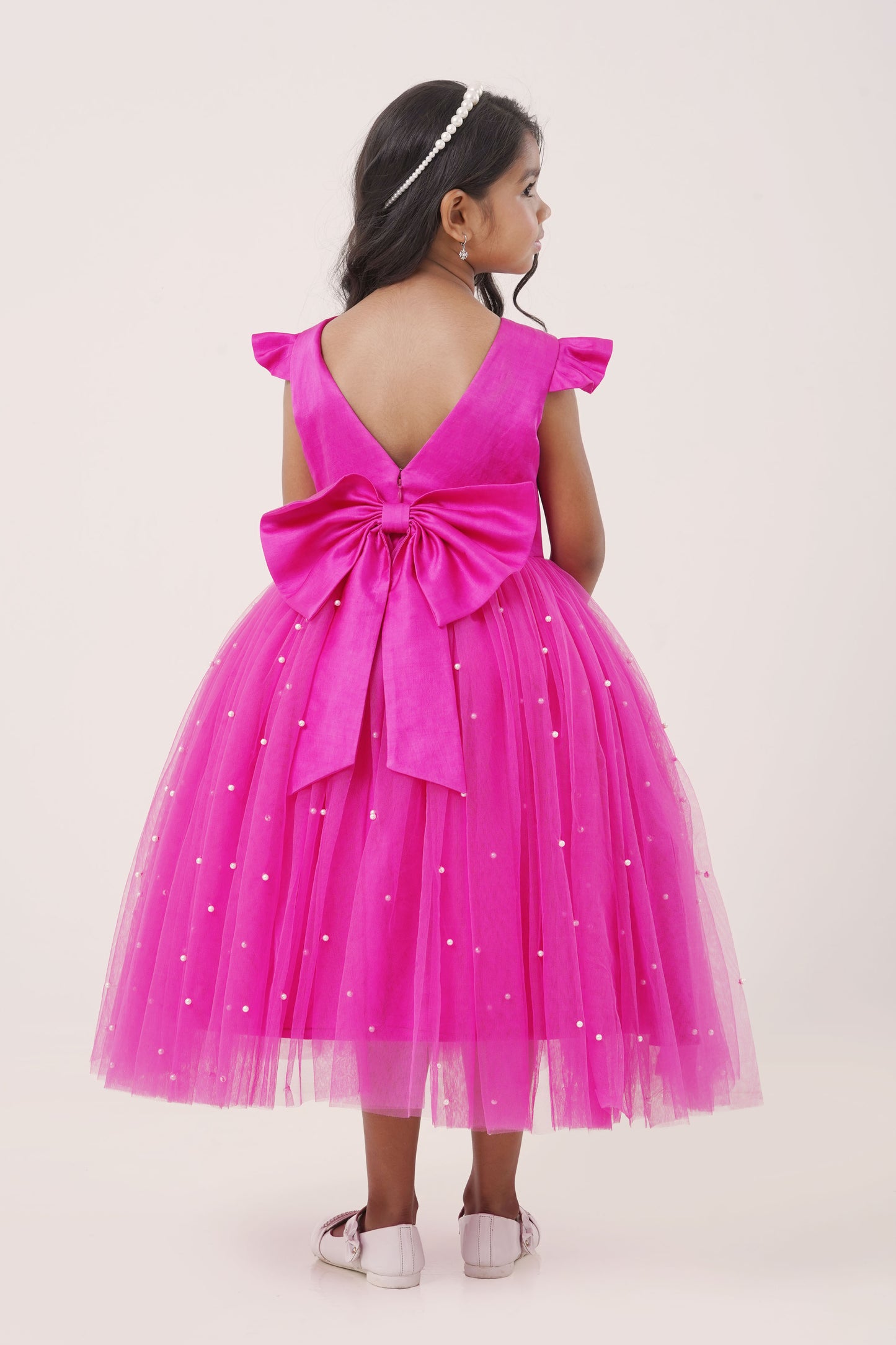 Fuchsia Pearl Bow Gown (5-7; 8-10; 11-12Years)