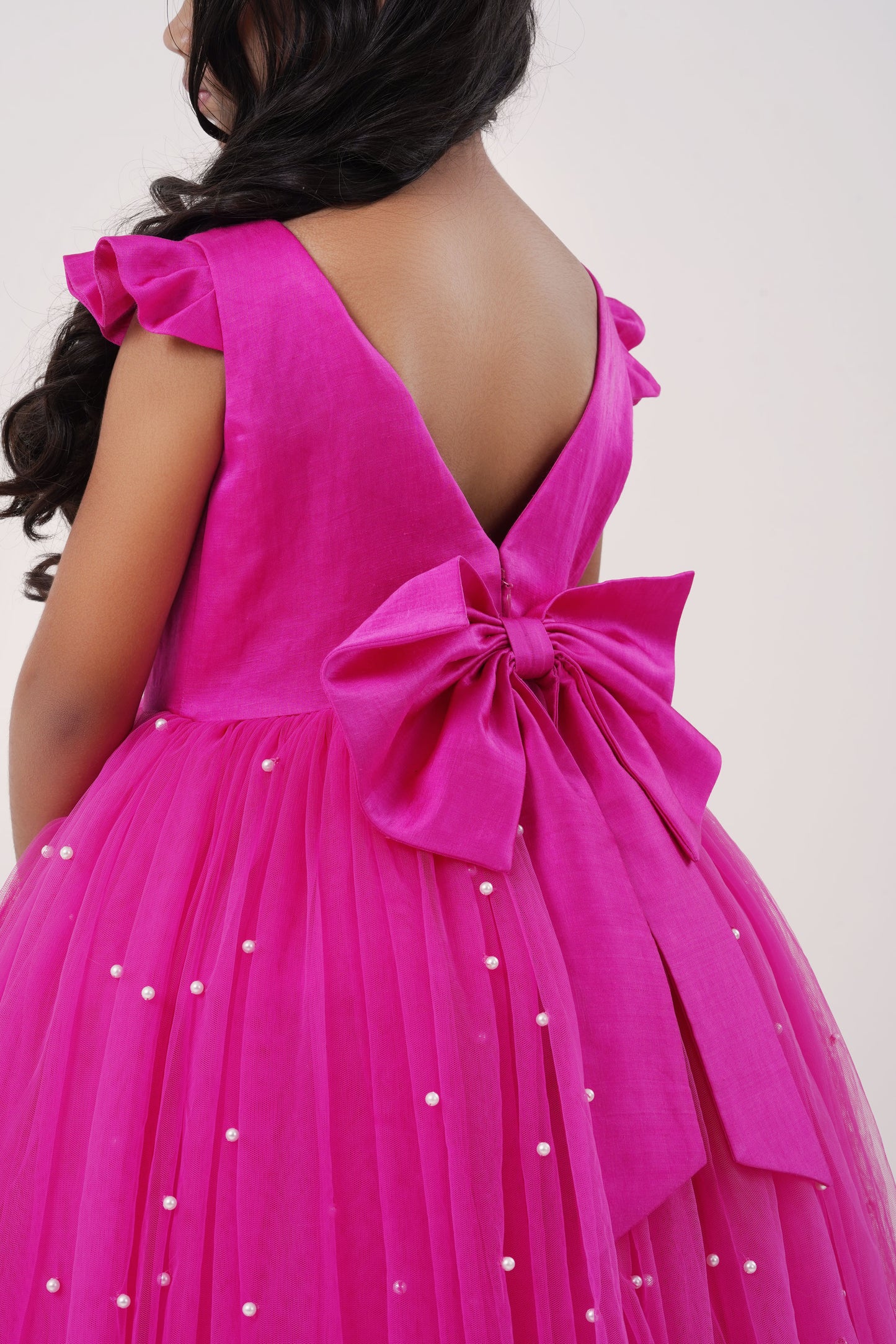 Fuchsia Pearl Bow Gown (5-7; 8-10; 11-12Years)