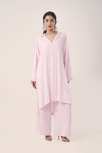 Blush Pink Hand-Embellished Co-ord Set