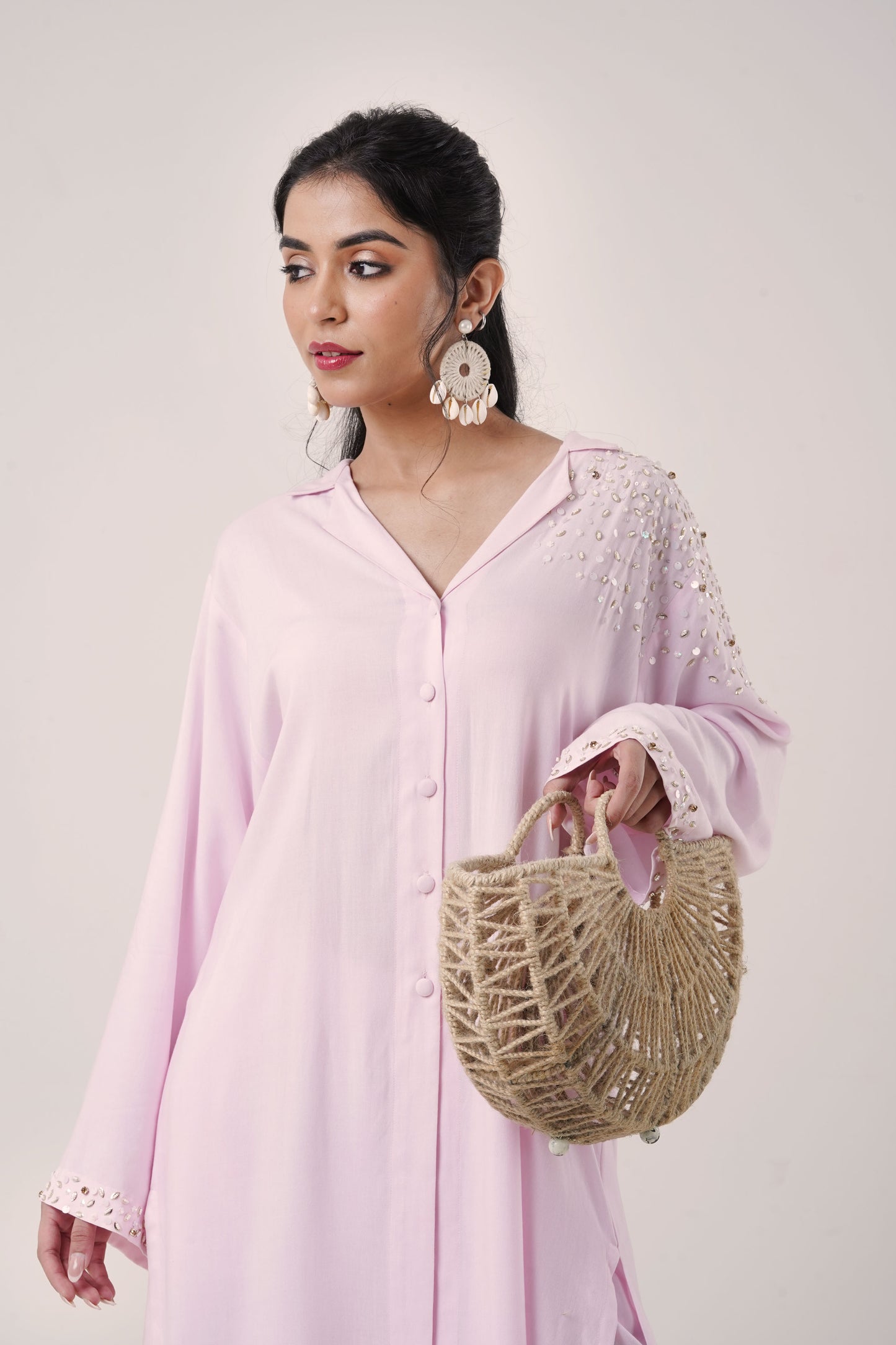 Blush Pink Hand-Embellished Co-ord Set