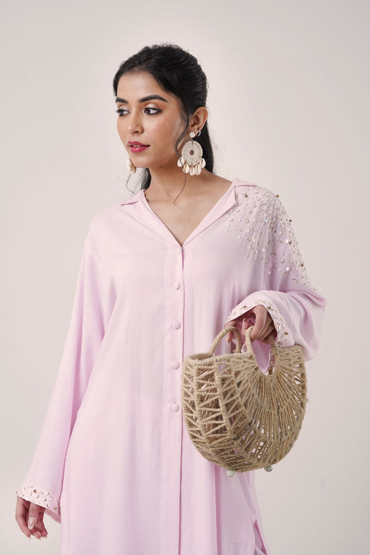 Blush Pink Hand-Embellished Co-ord Set