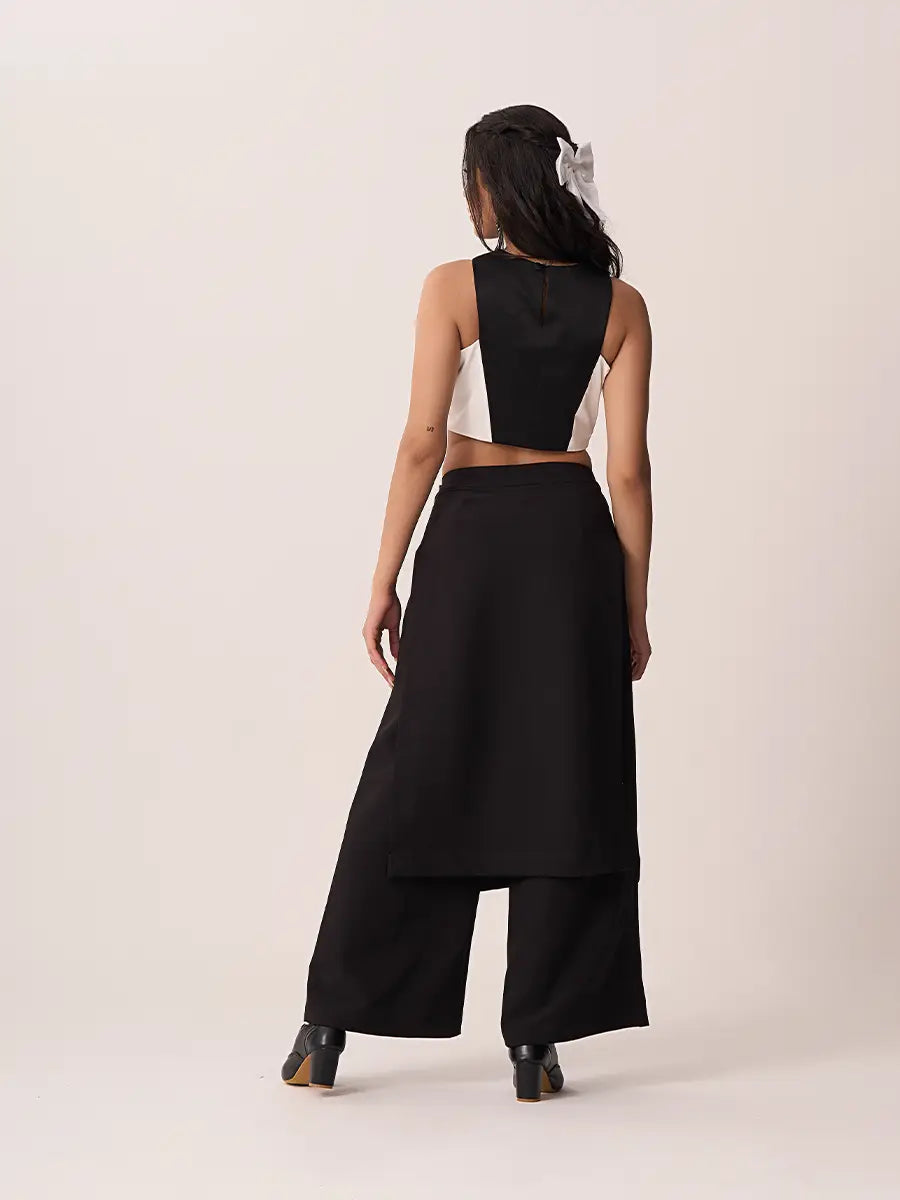 Embroided Black And White Co-ord