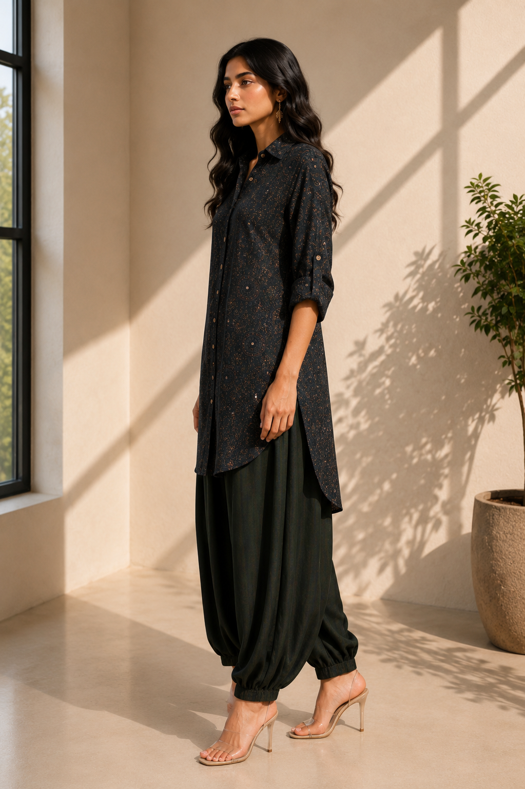 BUTTON-DOWN PATHANI CO-ORD SET