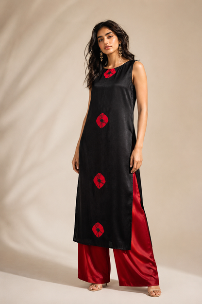 BLACK & SCARLET ABSTARCT KURTA SET