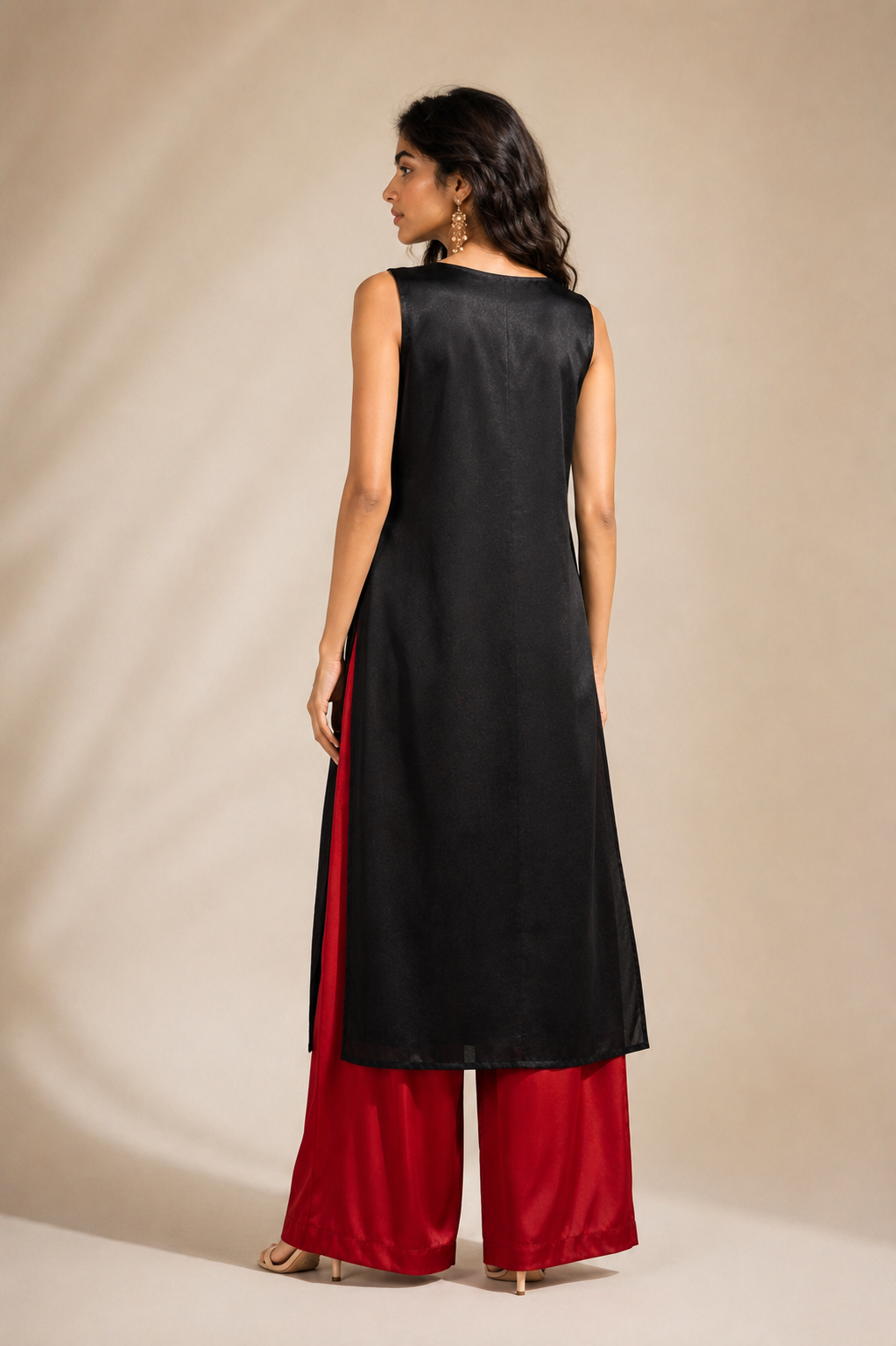 BLACK & SCARLET ABSTARCT KURTA SET