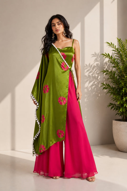 GREEN AND PINK OVERLAY CO-ORD SET
