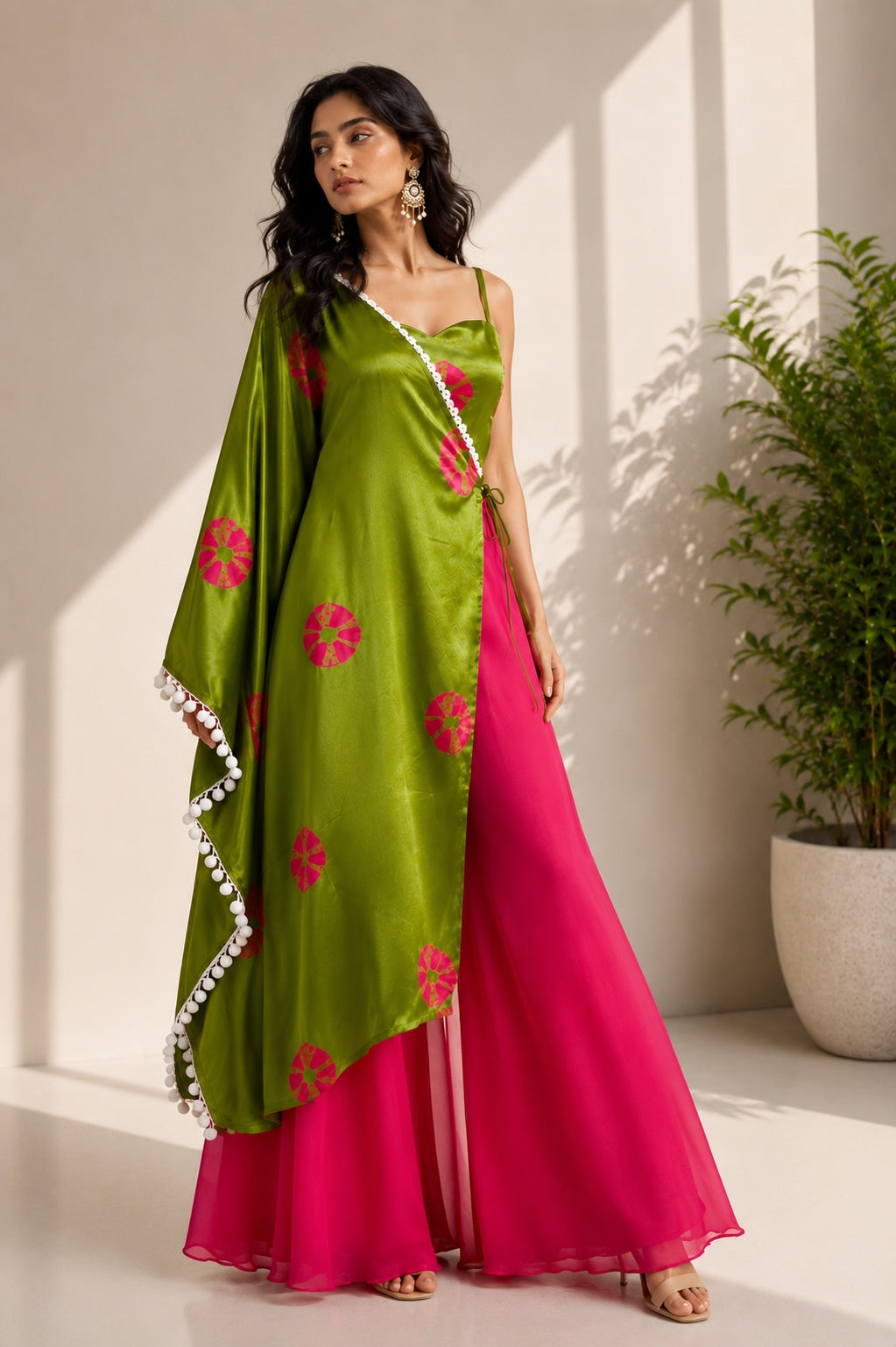 GREEN AND PINK OVERLAY CO-ORD SET