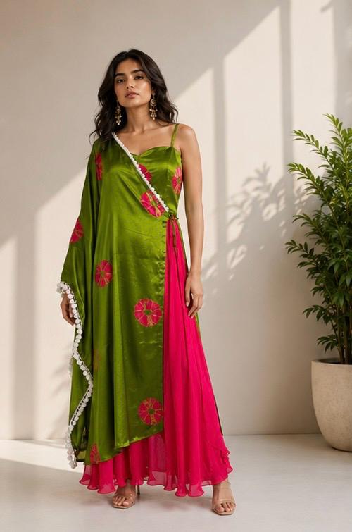GREEN AND PINK OVERLAY CO-ORD SET