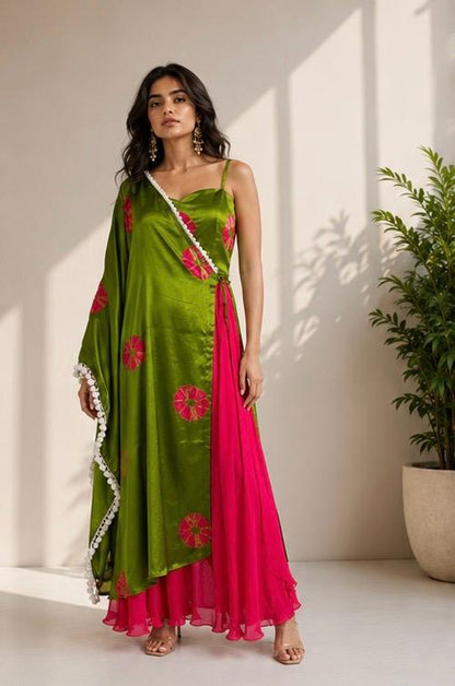 GREEN AND PINK OVERLAY CO-ORD SET