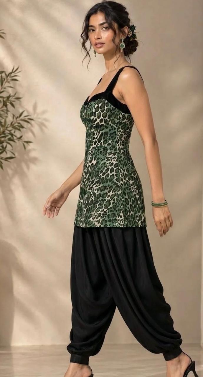 Women Animal Printed Regular Kurti with Dhoti Pants