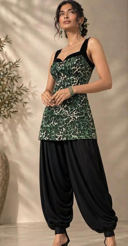 Women Animal Printed Regular Kurti with Dhoti Pants