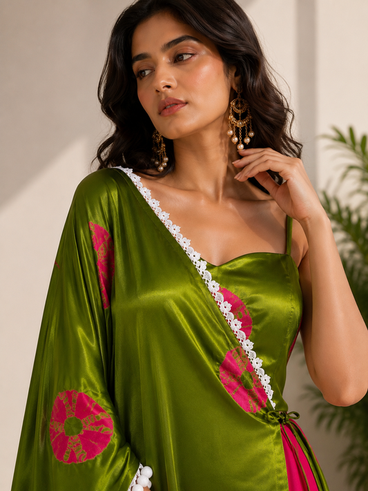 GREEN AND PINK OVERLAY CO-ORD SET