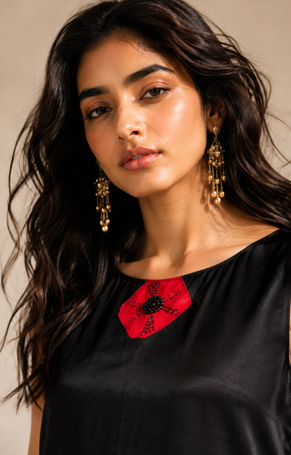 BLACK & SCARLET ABSTARCT KURTA SET