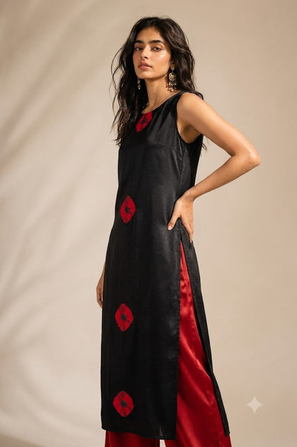 BLACK & SCARLET ABSTARCT KURTA SET