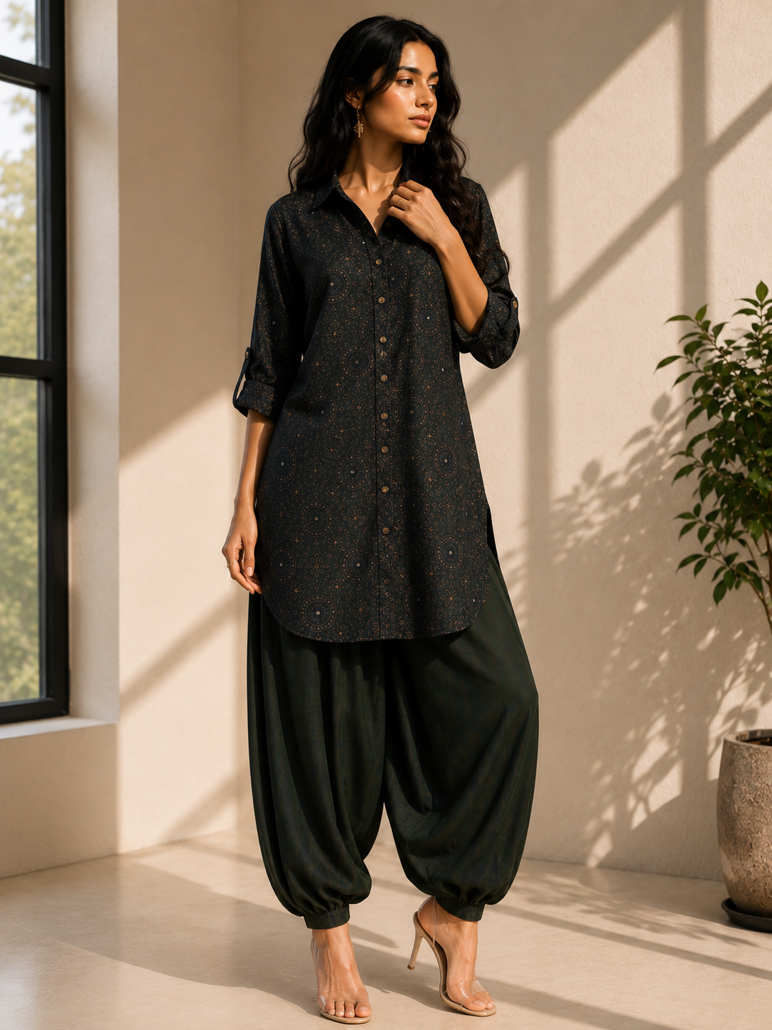 BUTTON-DOWN PATHANI CO-ORD SET